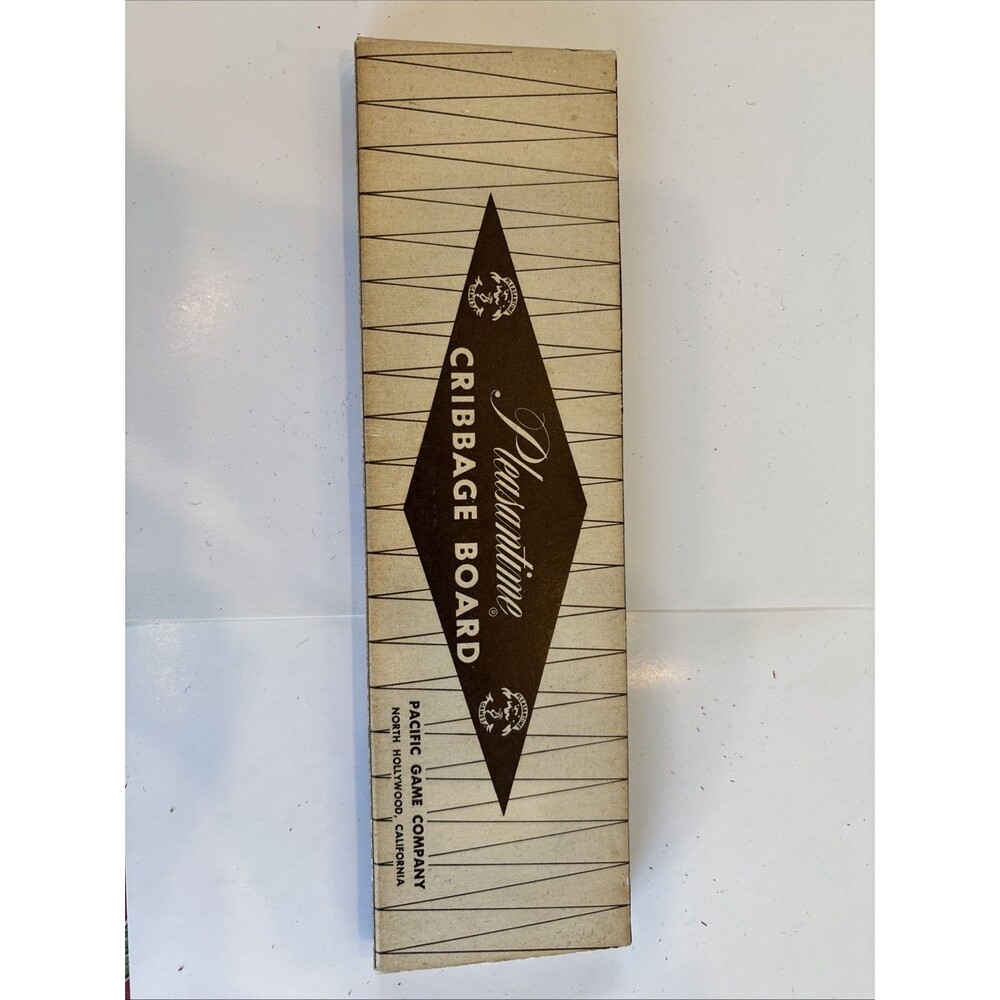Pleasantime Cribbage Board Box 6 Pegs Instructions Hardwood Clean Vintage